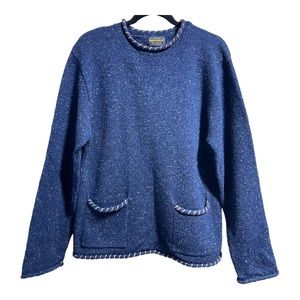 Woolrich 100% Wool Speckled Long Sleeve Rolled Stitched Hem Sweater Women's L